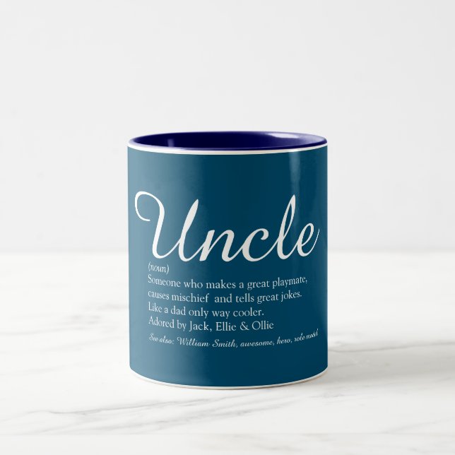 Tasse 2 Couleurs Oncle Moderne Cool Bleu amusant Citation typograph (Centre)