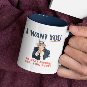 Tasse 2 Couleurs Oncle Sam message personnalisé Funny Patriotique
