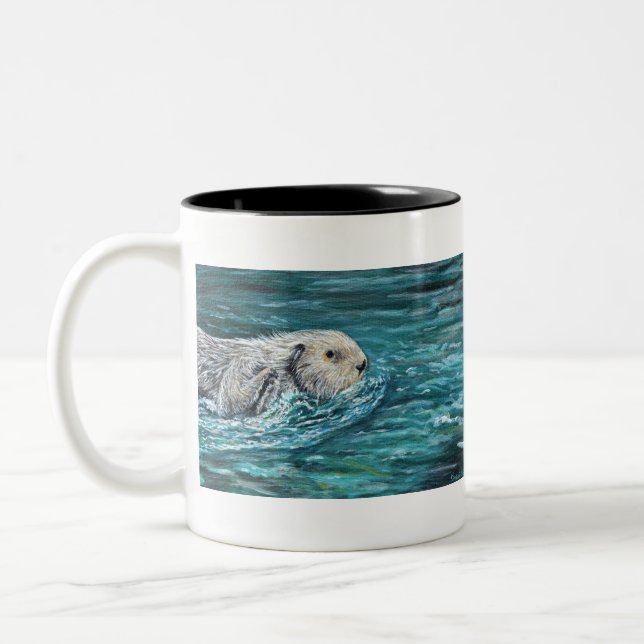 Tasse 2 Couleurs Ooh Goody Lunchtime Sea Otter Peinture (Gauche)