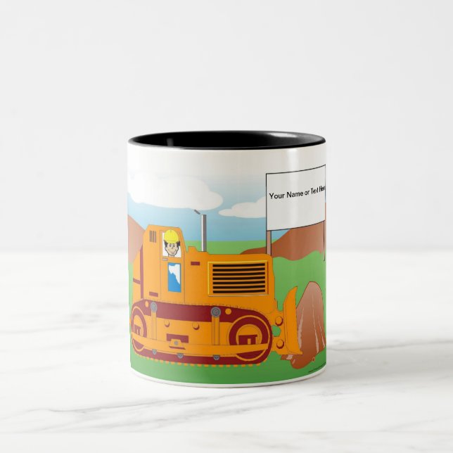 Tasse 2 Couleurs Opérateur de Bulldozer personnalisé - Dessin mascu (Centre)
