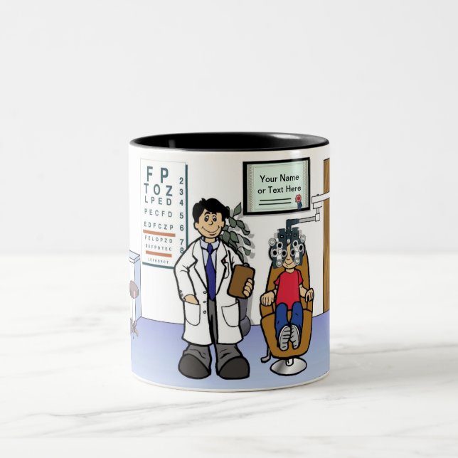 Tasse 2 Couleurs Optométriste - Dessin masculin par PrintedPerfecti (Centre)