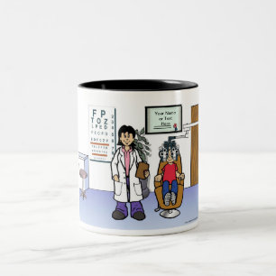 Tasse 2 Couleurs Optométriste personnalisée - Dessin féminin