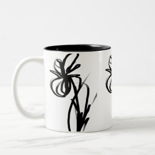 Tasse 2 Couleurs Orchidée Blanc : Abstrait blanc et noir