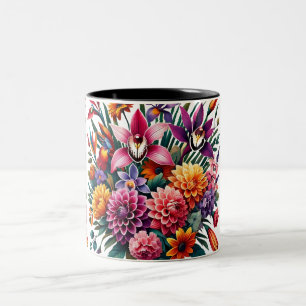 Tasse 2 Couleurs Orchidée dynamique et florale Dahlia