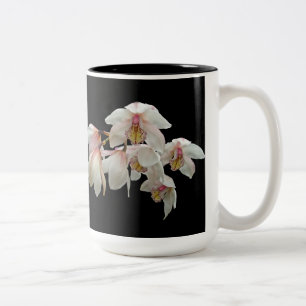Tasse 2 Couleurs Orchidées crèmes et roses sur noir