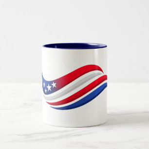 Tasse 2 Couleurs Oreiller USA Stars & Stripes Wave Rouge Blanc