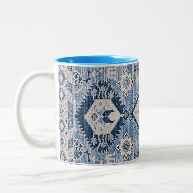 Tasse 2 Couleurs Oriental Antique Bleu Kilim Rug (Gauche)