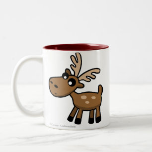 Tasse 2 Couleurs Orignaux mignons de chocolat de bande dessinée de
