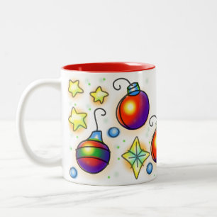 Tasse 2 Couleurs Ornements De Noël Et Étoiles Imprimer