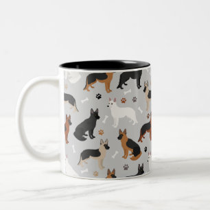 Tasse 2 Couleurs Os bergers allemands et pattes