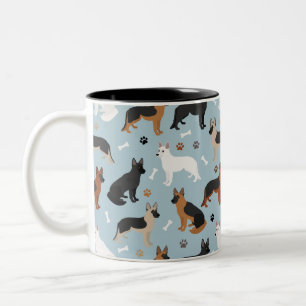Tasse 2 Couleurs Os bergers allemands et pinces à café à deux to