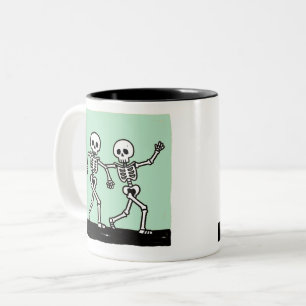 Tasse 2 Couleurs Os squelette drôle danse Halloween