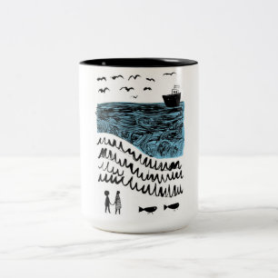 Tasse 2 Couleurs Où commence la mer Body bébé océan dessiné à la