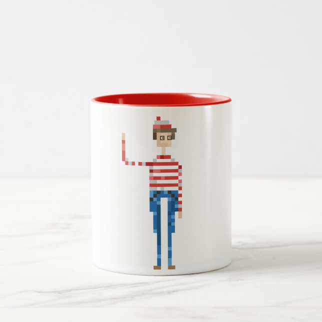 Tasse 2 Couleurs "Où est-il Waldo ? "Tasse d'illustration de pixel (Centre)