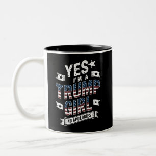 Tasse 2 Couleurs Oui, je suis une fille de Trump Pas d'excuses pour