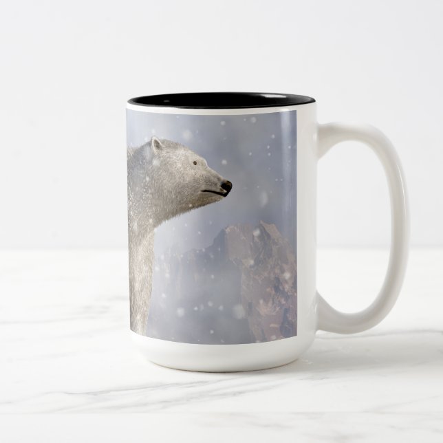 Tasse 2 Couleurs Ours blanc dans une tempête de neige (Droit)