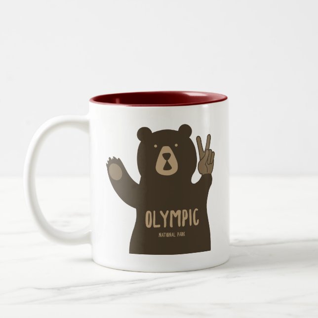 Tasse 2 Couleurs Ours de paix du parc national olympique (Gauche)