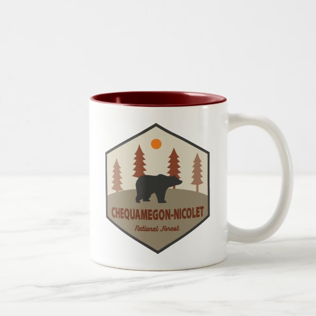 Tasse 2 Couleurs Ours forestier national Chequamegon-Nicolet (Droit)
