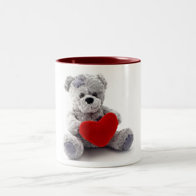 Tasse 2 Couleurs Ours Gris Au Coeur (Centre)