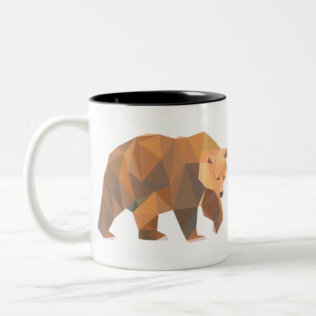 Tasse 2 Couleurs Ours grizzli géométrique (Gauche)