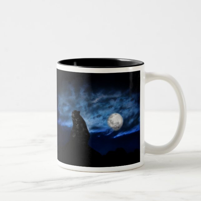 Tasse 2 Couleurs Ours noir au clair de lune (Droit)