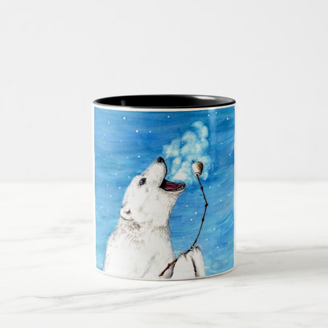 Tasse 2 Couleurs Ours polaire avec Marshmallow grillé (Centre)