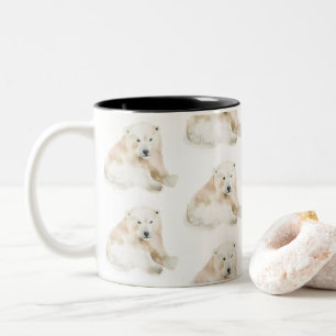 Tasse 2 Couleurs Ours polaire de Noël mignon personnalisé