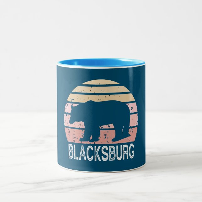 Tasse 2 Couleurs Ours rétro Blacksburg Virginie (Centre)