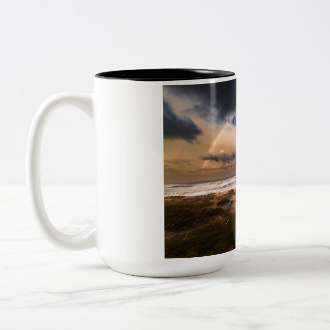 Tasse 2 Couleurs Outer Banks Plage Café Mug, Rainbow Promesse (Gauche)