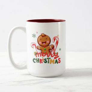 Tasse 2 Couleurs Pain d'épice Homme et Sucre de canne Noël