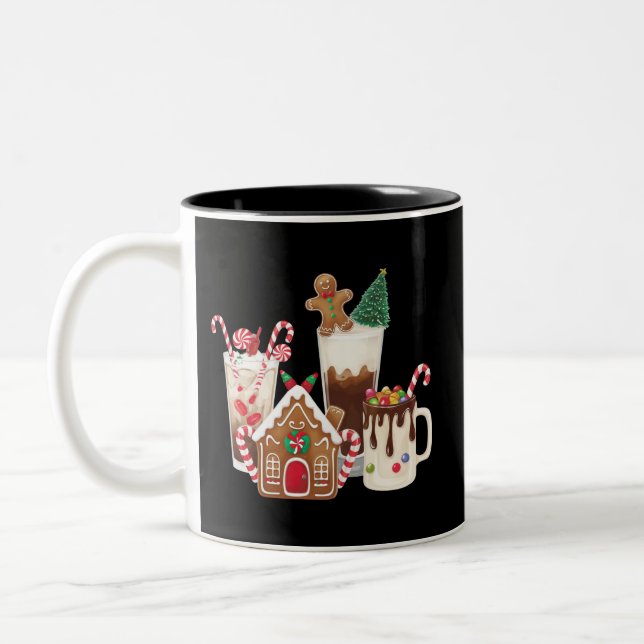 Tasse 2 Couleurs Pain d'épice Noël Café Amant Cadeau Noël (Gauche)
