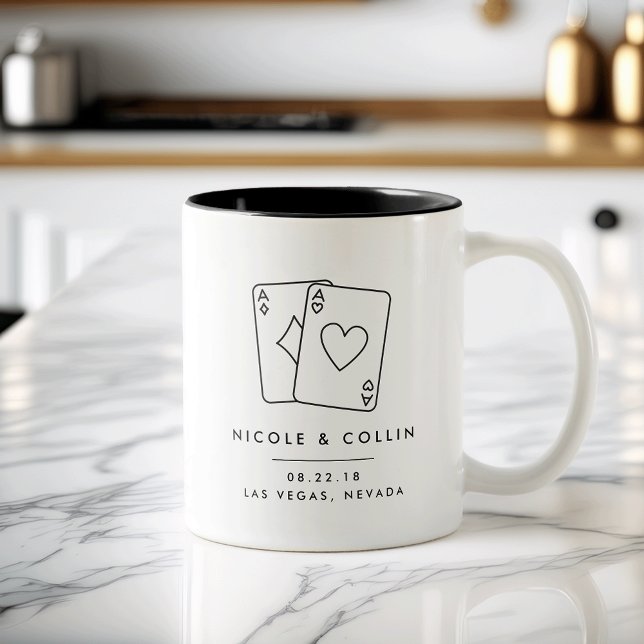 Tasse 2 Couleurs Paire d'as | Las Vegas Wedding Favor (Créateur téléchargé)
