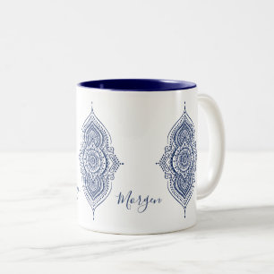 Tasse 2 Couleurs Paisley bleu orange Mandala