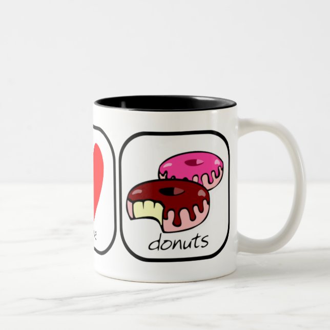Tasse 2 Couleurs Paix, amour et beignets (Droit)