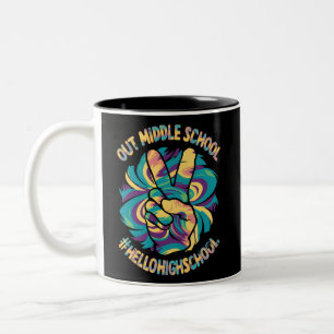 Tasse 2 Couleurs Paix dehors Milieu Bonjour Lycée Tie Dye 