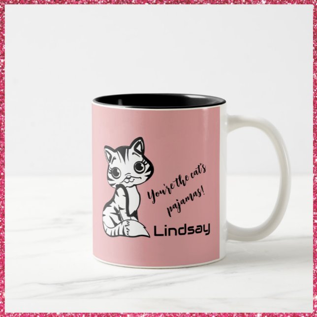 Tasse 2 Couleurs Pajamas de chats mignons et roses (Créateur téléchargé)