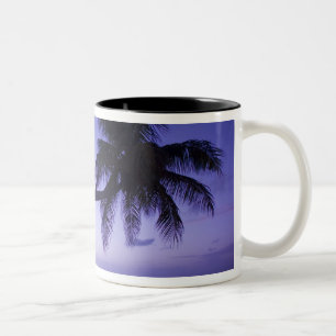 Tasse 2 Couleurs Palmier solitaire au coucher du soleil, plage de C