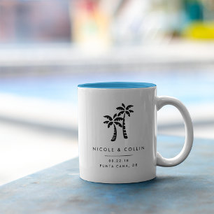 Tasse 2 Couleurs Palmiers tropicaux Destination Mariage Faveur