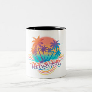 Tasse 2 Couleurs Palmiers USA 250 Ans Patriotique Désert Lever du S