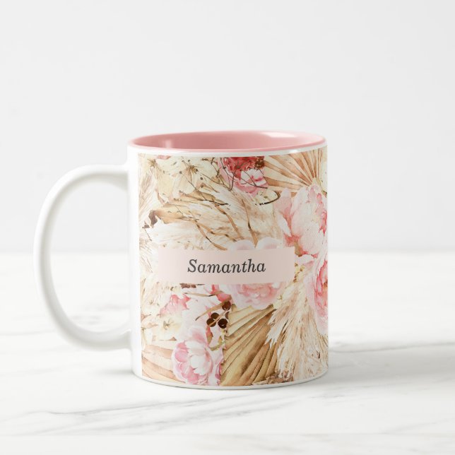 Tasse 2 Couleurs Pampas Grass désert fleur tropicale rose (Gauche)