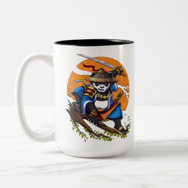 Tasse 2 Couleurs Panda Bear Samurai Ninja (Gauche)