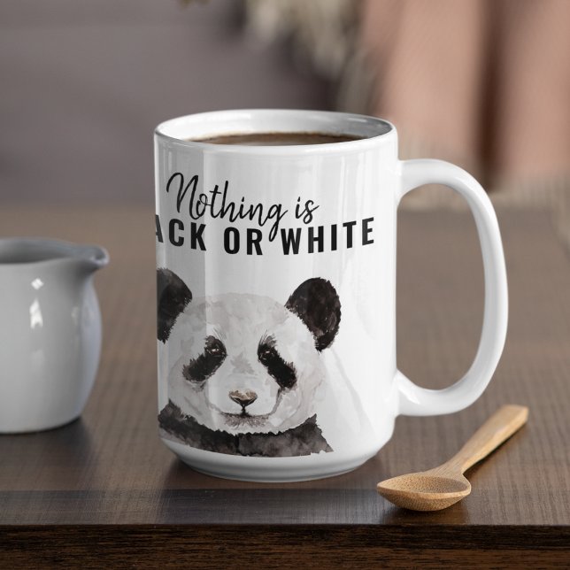 Tasse 2 Couleurs Panda Funky Moderne Noir Et Blanc Avec Citation (Créateur téléchargé)