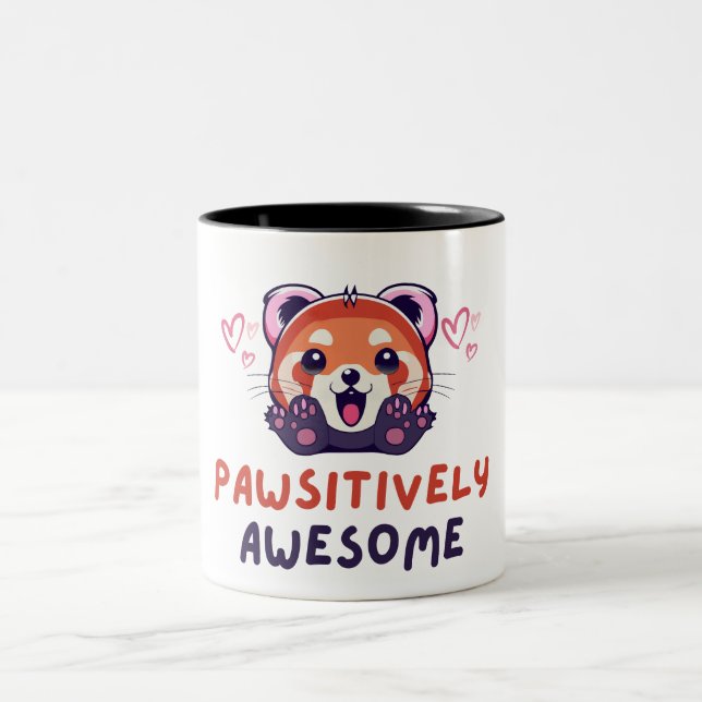 Tasse 2 Couleurs Panda Rouge Pawsitly Awesome (Centre)