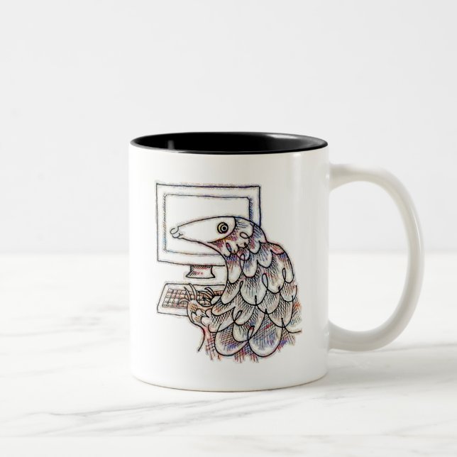Tasse 2 Couleurs Pangolin sur un ordinateur (Droit)