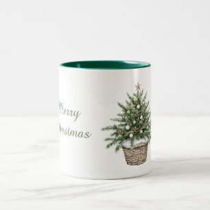 Tasse 2 Couleurs Panier d'arbre de Noël Étoile dorée