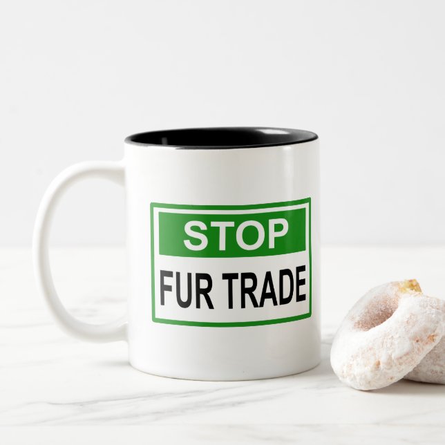 Tasse 2 Couleurs Panneau commercial Stop Fur vert (Avec donut)