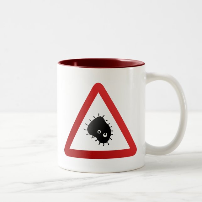 Tasse 2 Couleurs Panneau d'avertissement de bactéries (Droit)
