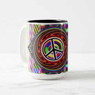 Tasse 2 Couleurs Panneau de Paix Diamond (Ajouter Des Mots)