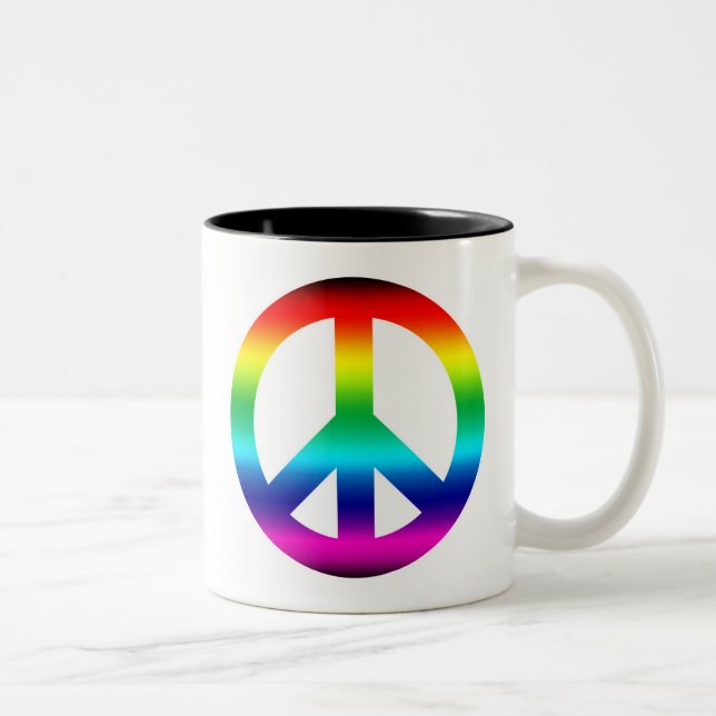 Tasse 2 Couleurs Panneau de paix Rainbow (Droit)