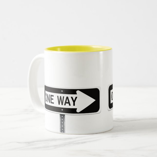 Tasse 2 Couleurs Panneau sens unique (Devant gauche)